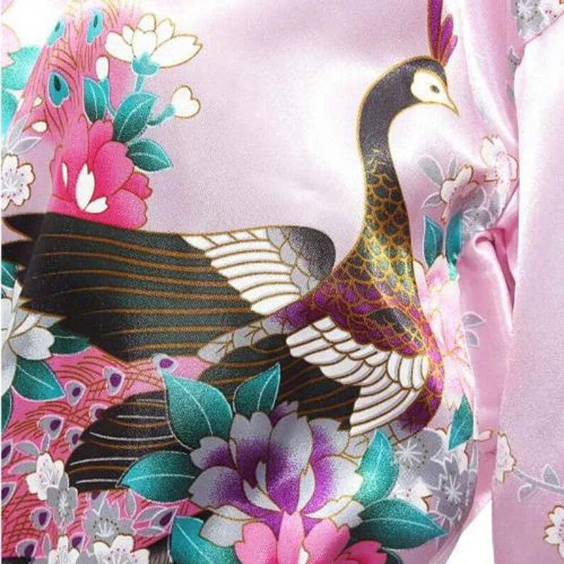 Женский шелковый халат-кимоно с принтом размеры S M L XL XXL XXXL | Женская одежда