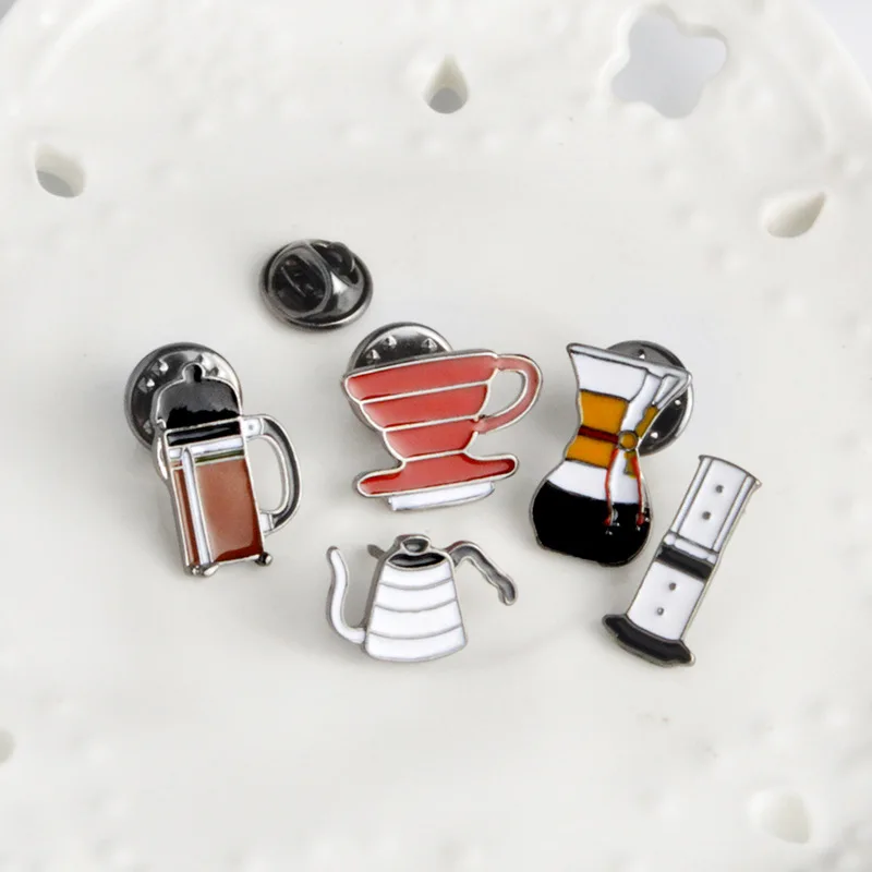 5 шт./компл. эмалированная кофейная брошка с фильтром Chemex|enamel brooch|enamel brooch pinbrooch pin set