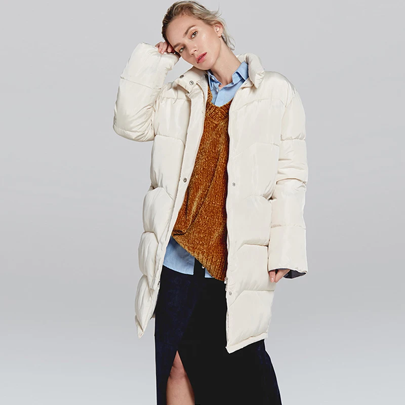 CHRLEISURE зимняя куртка женские теплые парки пальто с длинным стоячим воротником