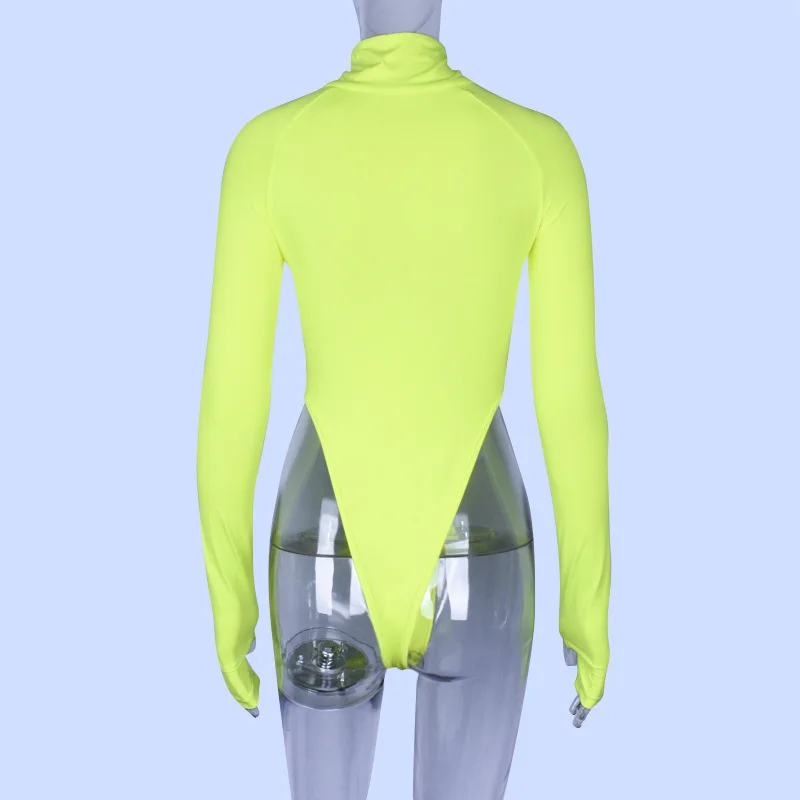 Соблазнительное боди с высоким воротником Женское длинным рукавом осень-весна