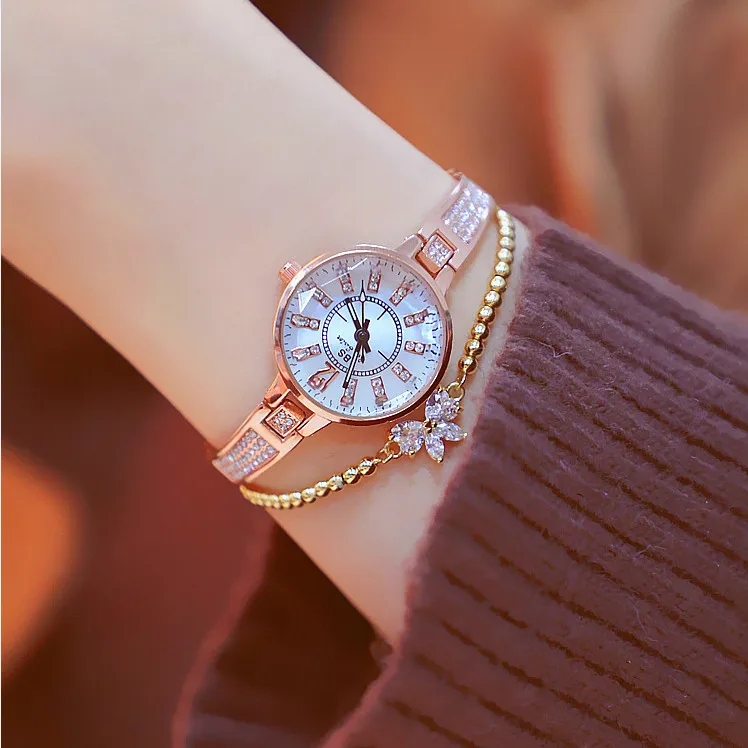 rose gold color BS брендовые маленькие элегантные женские часы модные простые Стильные женские часы Reloj Mujer модные женские часы-браслет женские часы - Цвет: rose gold color