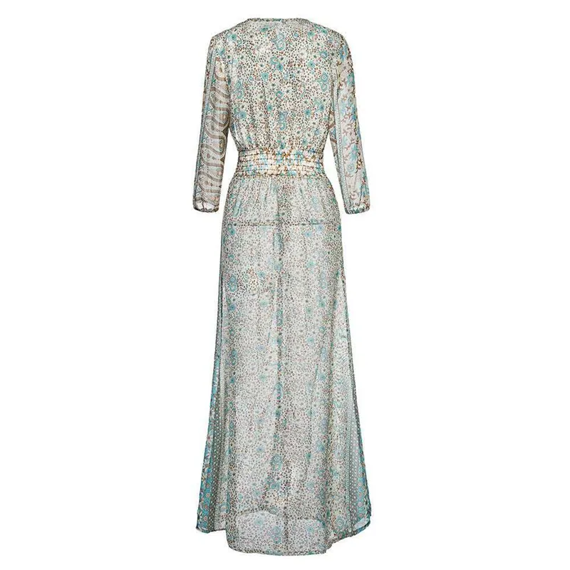 Летнее платье в богемном стиле шифоновое с принтом 2019 Новинка Лидер продаж