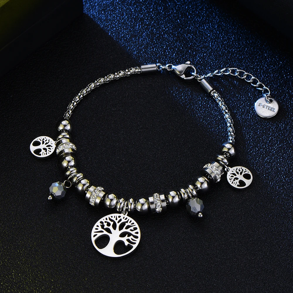 Женские браслеты из нержавеющей стали с изображением дерева