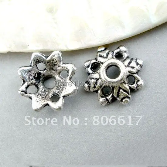 Лучшее качество 150 шт Серебряный тон цветок бисера колпачки фурнитура для