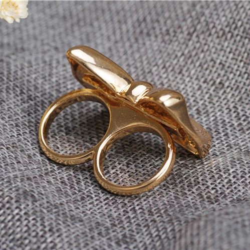 Новое популярное модное женское кольцо с двумя пальцами и бантом - купить по