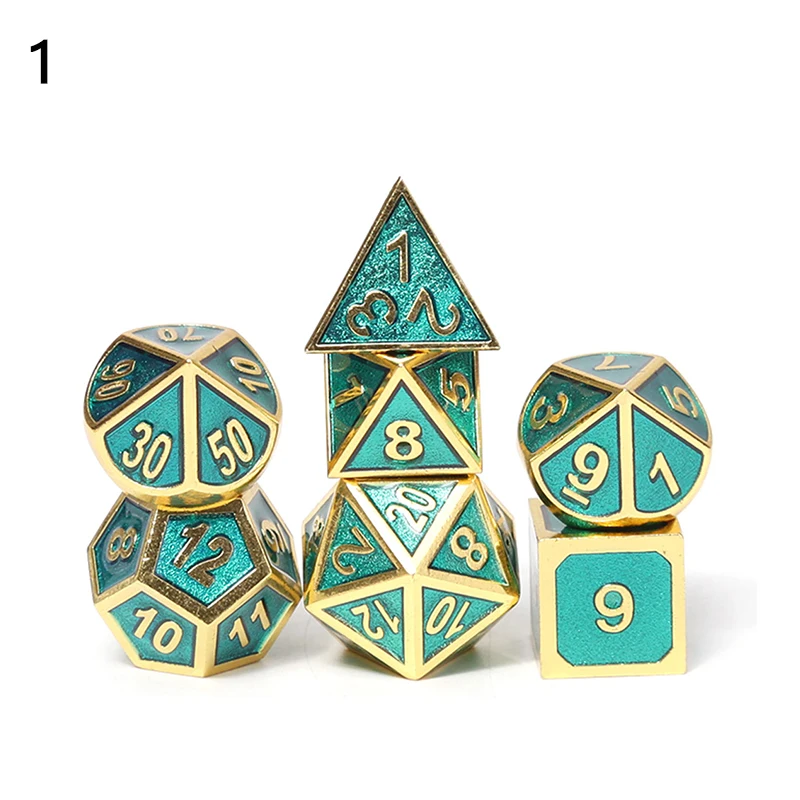 Chengshuo rpg кости многогранные наборы металла dnd Подземелья и Драконы настольные игры цинковый сплав синий кубики цифровой узор d20 10 8 12