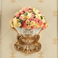 luxury diamond wall hanging resin vases artificial flowers pot crafts home livingroom tv background mural ornaments decoration