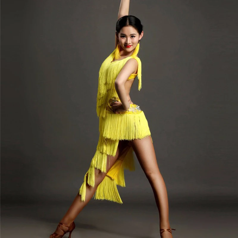 Женское платье с бахромой Женская Одежда для танцев женское танцевальных
