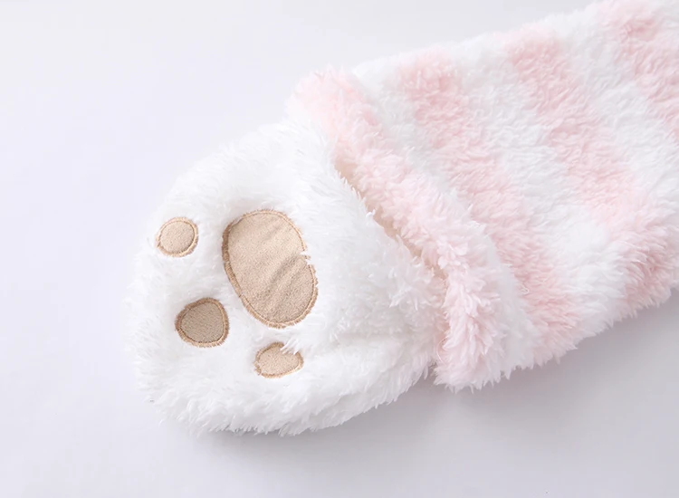 Японская зимняя женская пижама комбинезон Kawaii Cat Lovely Ear с длинным рукавом розовый