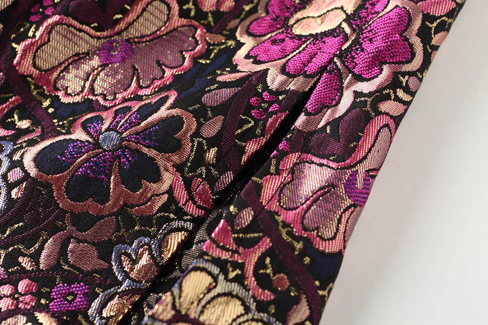 [Ограниченная серия] роскошное жаккардовое вечернее платье Cheongsam с вышивкой и воротником-стойкой, тонкое осеннее и зимнее цельное платье с цветочным рисунком
