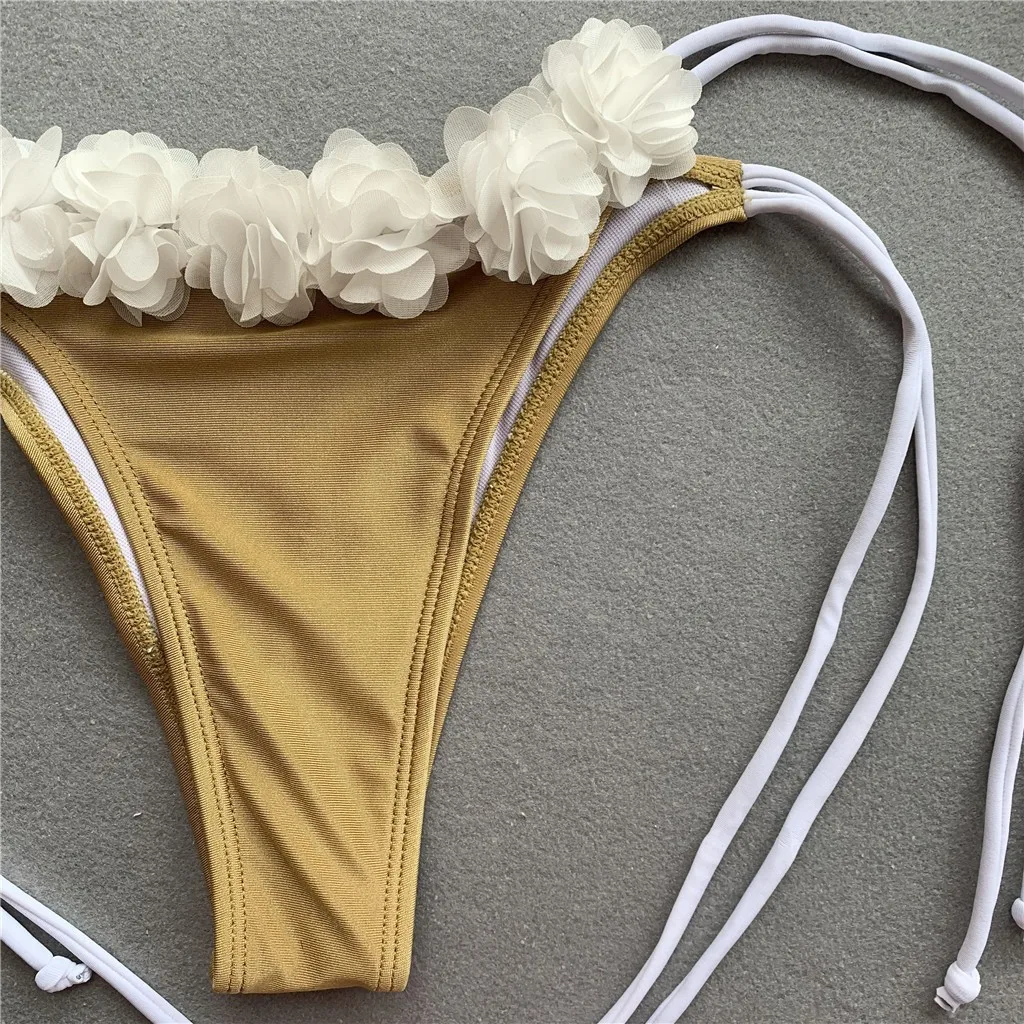 Женский летний Цельный купальник бандо из двух частей бандаж с цветочным принтом