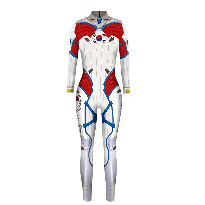 Высокое качество Косплей Overwatch DVA костюм спандекс полиэстер Zentai боди Женский полный тело Хэллоуин костюм C13301