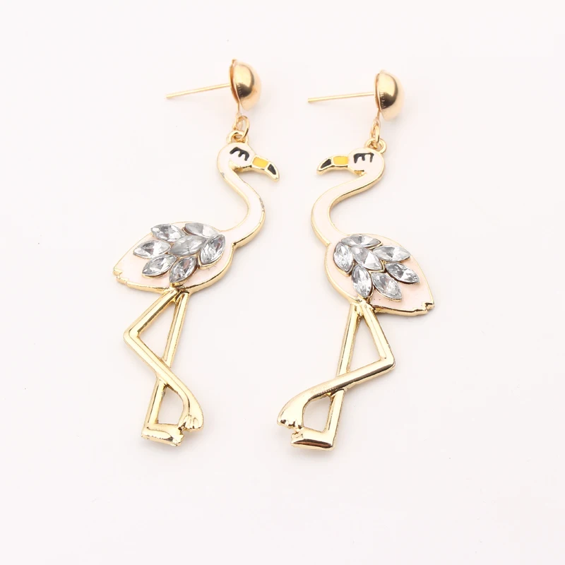 GEOMEE 1 пара европейские висячие серьги фламинго для женщин Преувеличенные