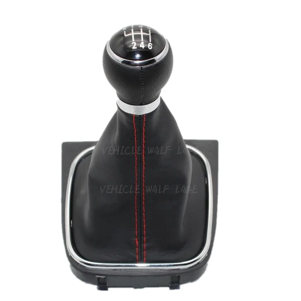 Красный Для VW Scirocco 2009 2010 2011 2012 2013 автомобильный-stying 6 Скорость на палке с машинкой Шестерни рукоятка рычага переключения передач с кожаные ботинки - Название цвета: Красный