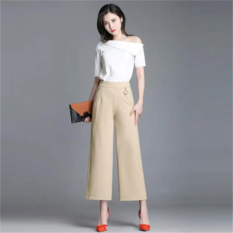 Женские свободные широкие брюки с драпировкой Новое поступление лета 2019 |