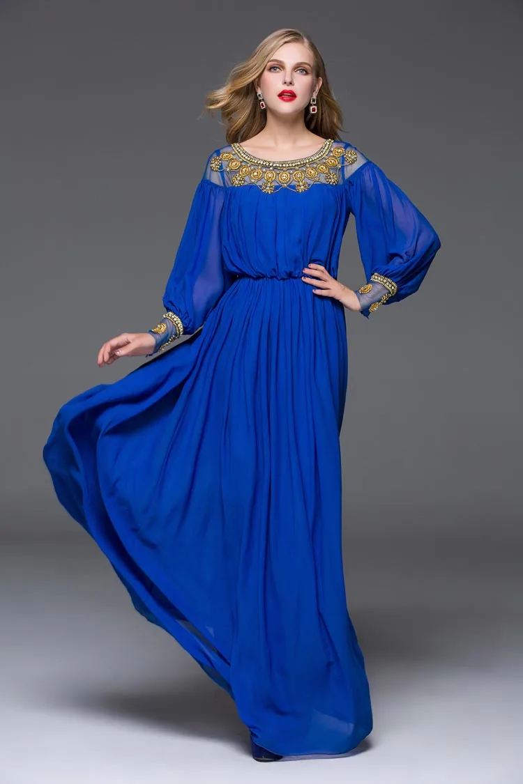 Женское платье трапециевидной формы элегантное с круглым вырезом и длинными