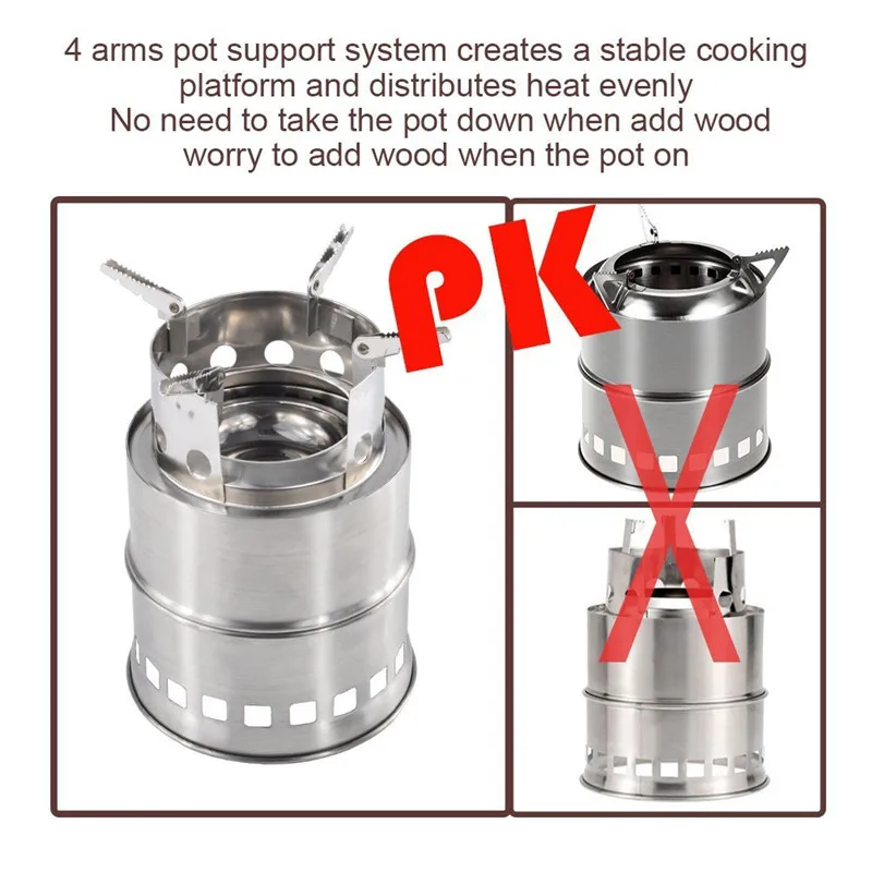 Новая походная плита портативная из нержавеющей стали напольная дровяная печь