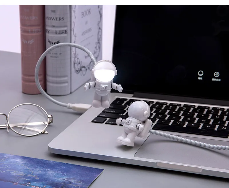 Белый гибкий светодиодный Светильник-ночник с usb-трубкой космонавта для компьютера, ноутбука, ПК, ноутбука, чтения, портативный DC 5V