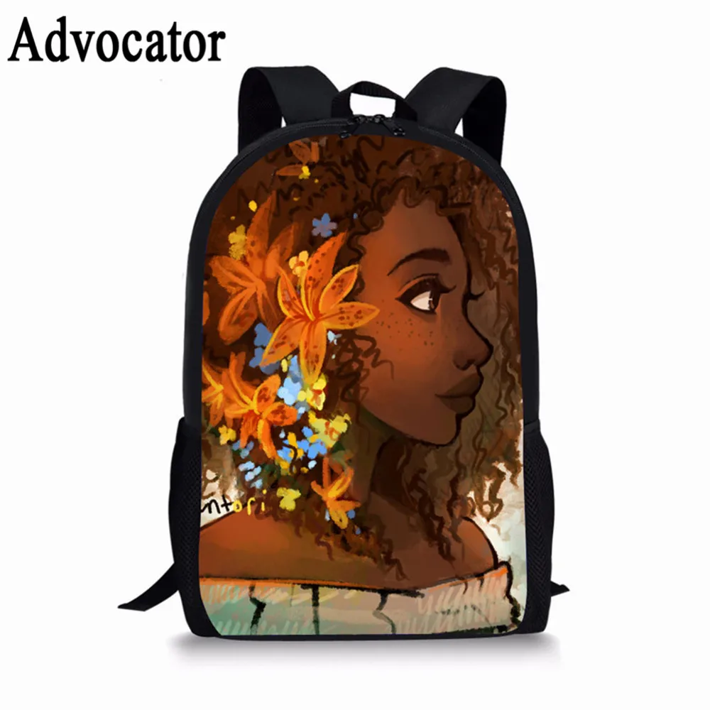 Advocator Printed African Girls Lunch Bag Cartoon Girls Portable Thermal Food Picnic Bags for School Kids Boys Lunch Box Tote