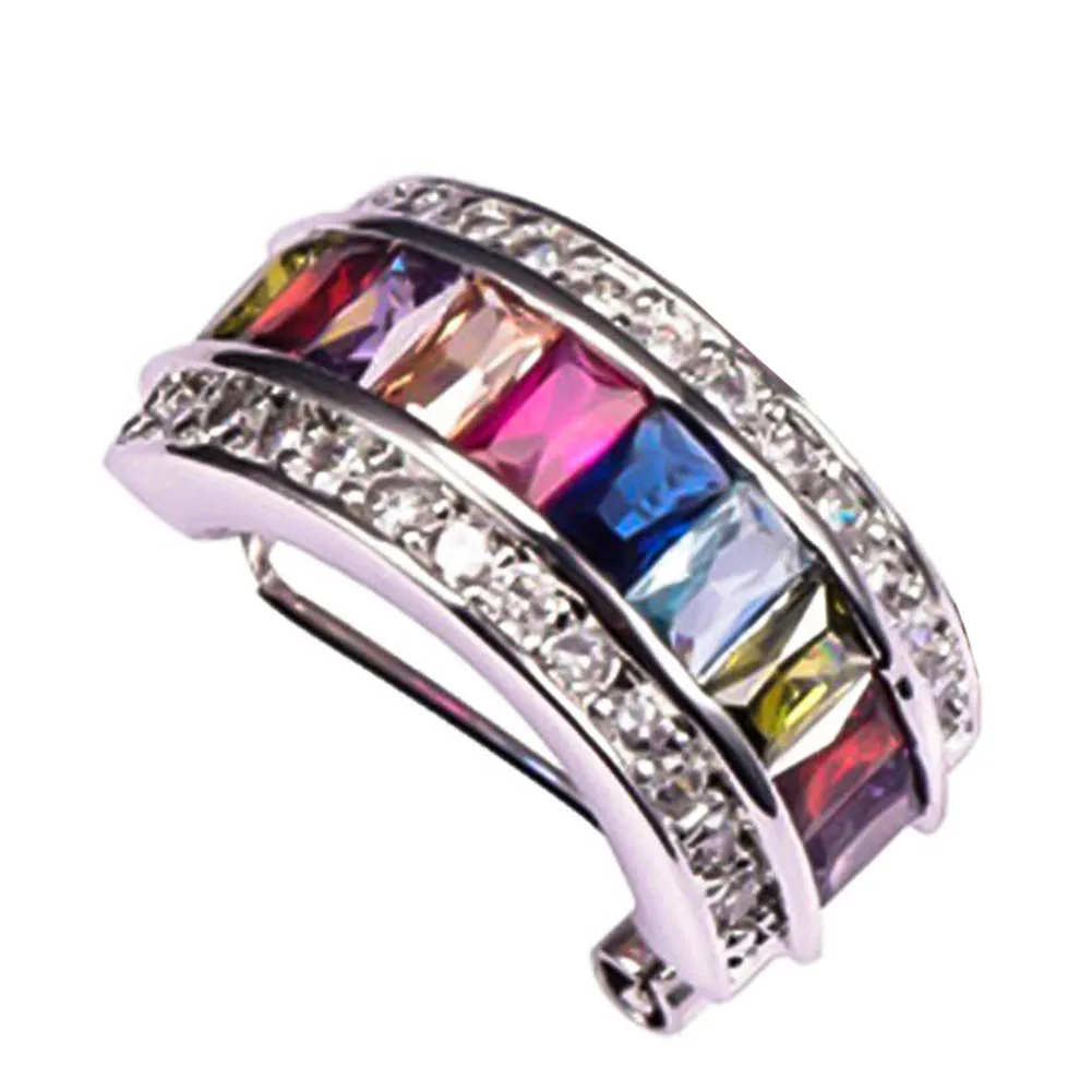 1Pc Glitter Colorful Rectangular Faux Gem Rhinestone Lady Ear Cuff Clip Earring new | Украшения и аксессуары