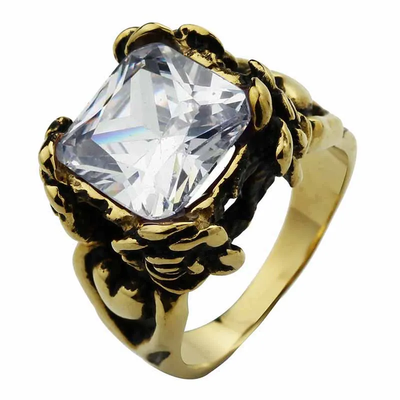 Valily Jewelry Для женщин кольцо Красный CZ камень кольца любящее сердце, Нержавеющая сталь роза цветы обручальные кольца для женщин, Обручение подарок - Цвет основного камня: Gold white