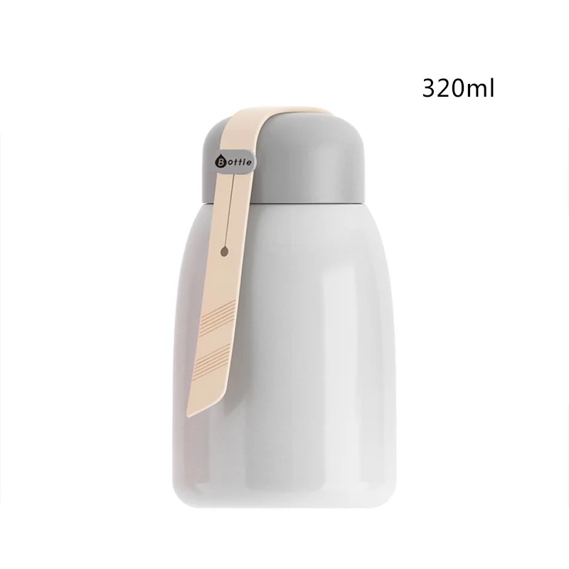 White-320ml 250 мл/300 мл/320 мл модный термос с рисунком из мультфильма Термокружка с веревкой переносная Термокружка с милым кроликом для студентов и детей - Цвет: White-320ml