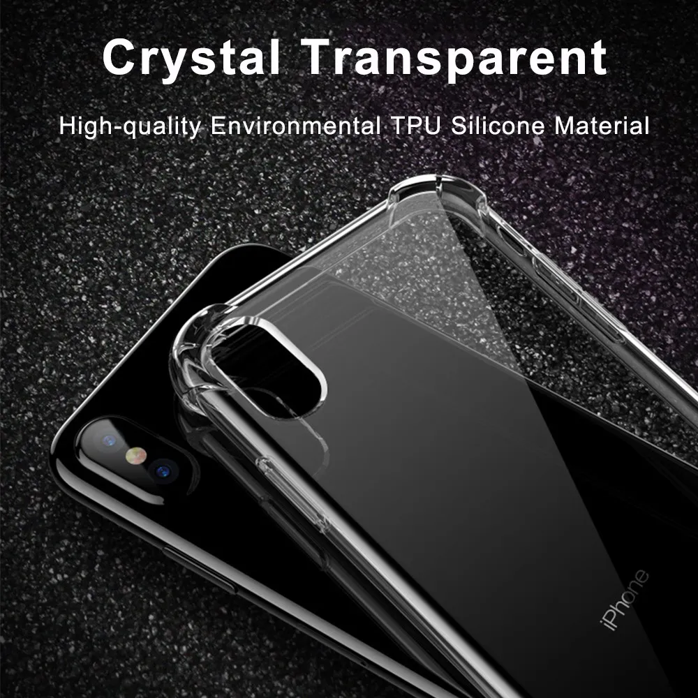 New FLOVEME ударопрочный телефон чехлы для iPhone X 7 8 6s 6 мягкая прозрачная задняя крышка