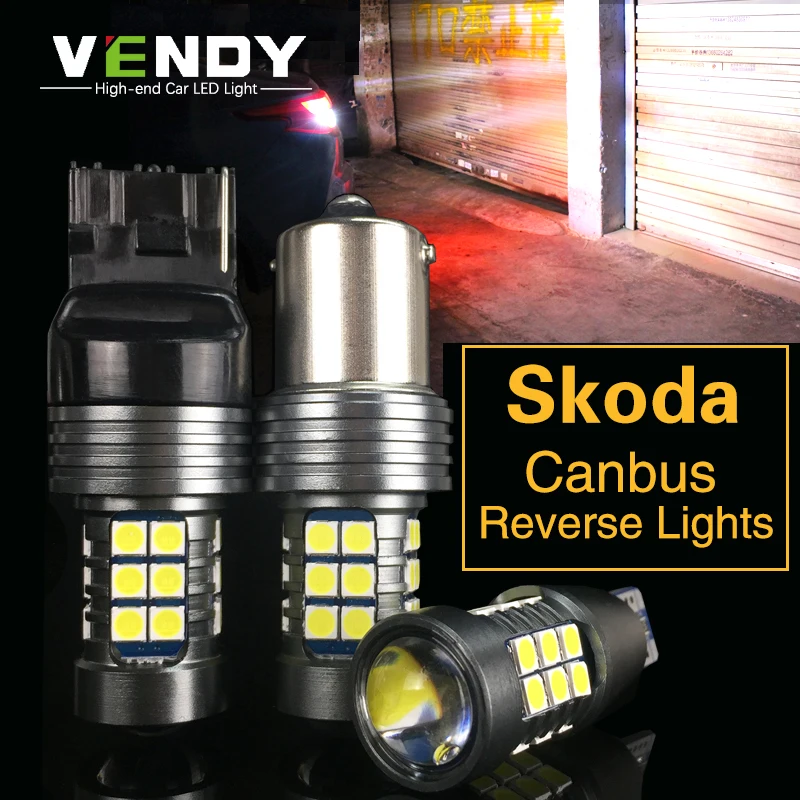 Автомобильные светодиодные лампы заднего хода Canbus W16W 921 T15 P21W BA15S w21w для Skoda Superb