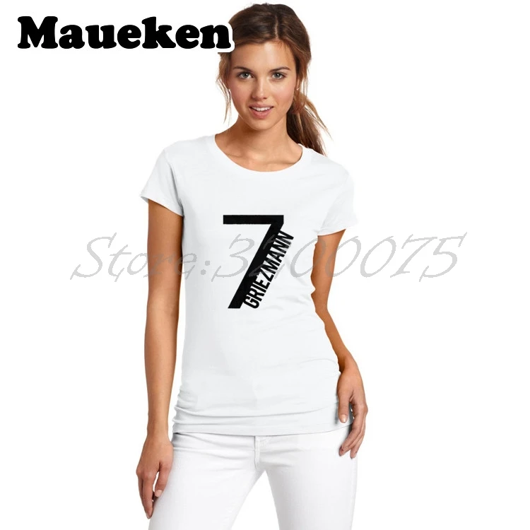 Женская футболка с коротким рукавом Antoine Griezmann 7 Girl Atletico Star France Fashion lady W1018009 | одежда