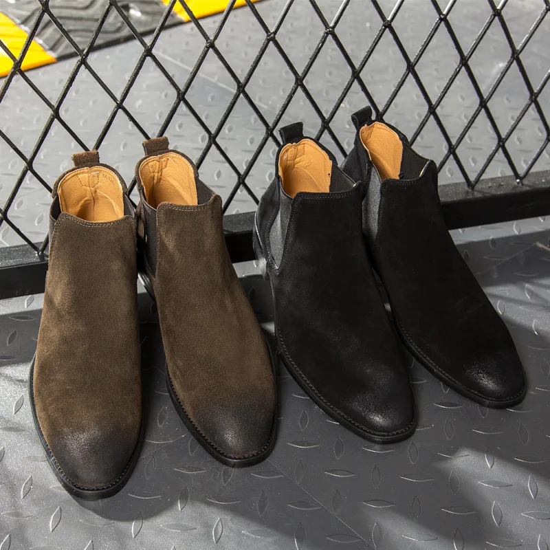 New Fashion Casual Oxford Style Men Chelsea Boots winter Autumn Winter Ankle male cow suede Formal Dress Shoes | Обувь
