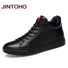 JINTOHO/; повседневные кожаные ботинки; Мужская обувь из натуральной кожи; модная мужская обувь; Зимние ботильоны; мужские ботинки; Зимняя мужская обувь