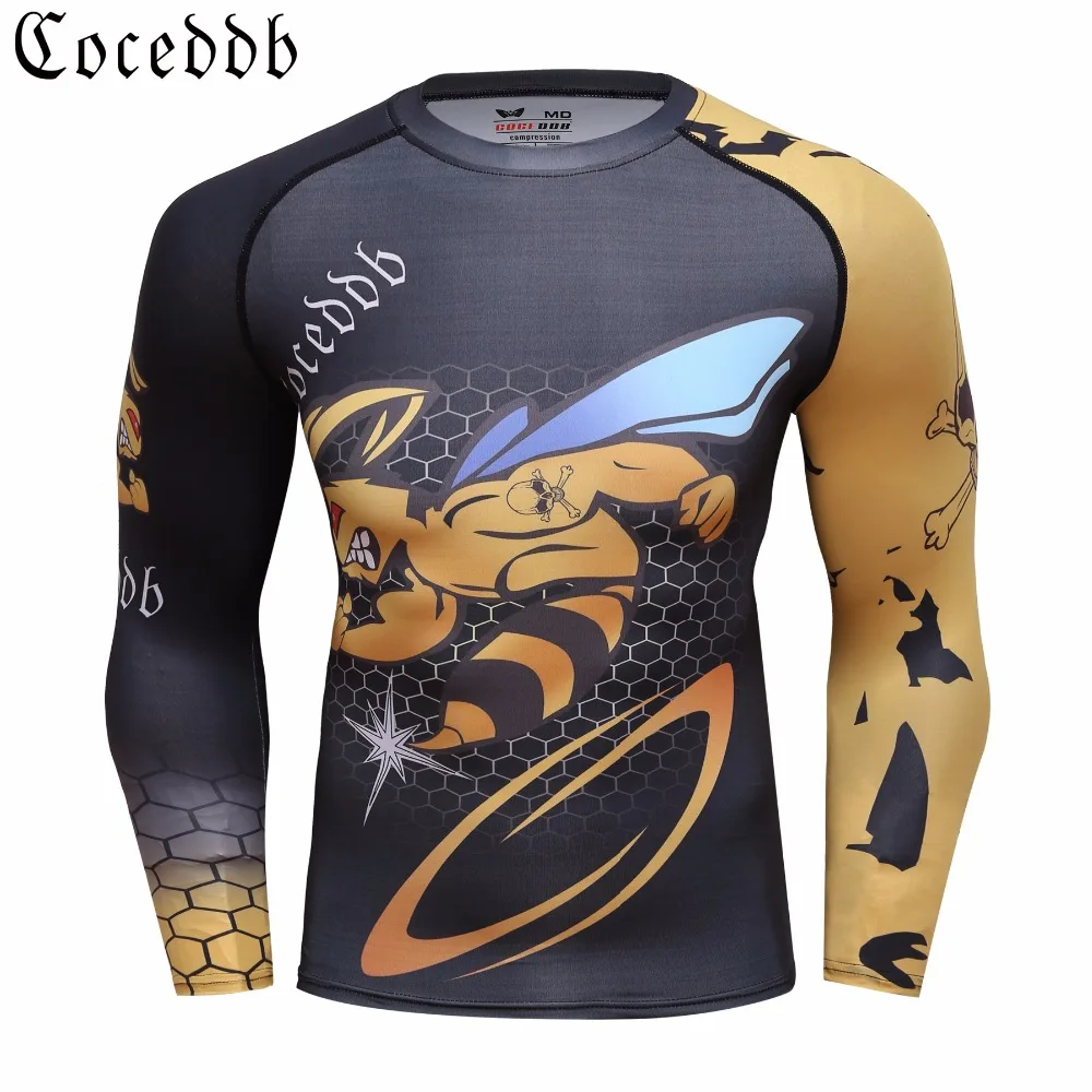 2018 Мужская компрессионная футболка с круглым вырезом и длинными рукавами 3D