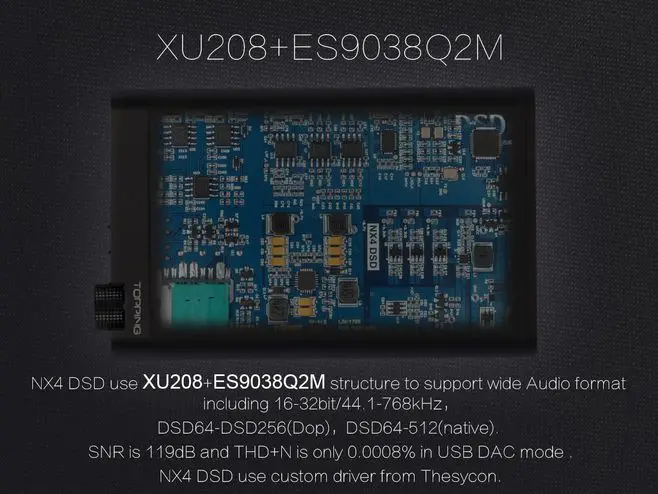 Топпинг NX4 DSD DAC ES9038Q2M XMOS XU208 PCM768kHz DSD512 Портативный HIFI Декодер Усилитель для наушников