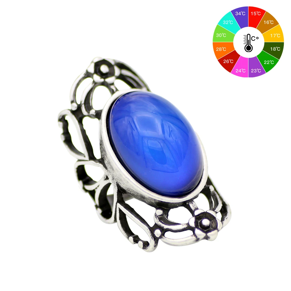 

Mojo Vintage Bohemia Retro Color Change Mood Ring Emotion Feeling Changeable Ring Temperature Control Ring for Women MJ-RS053