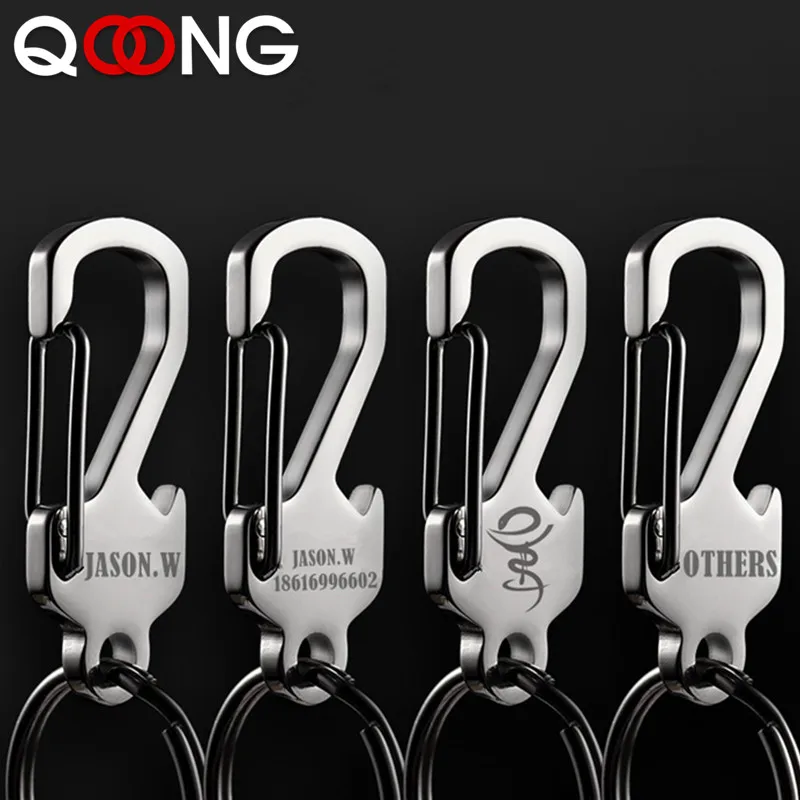 QOONG 304 брелок из нержавеющей стали с открывалкой для бутылок лазерной настройки Брелоки для ключей, подвески на сумку подвеска автомобиль брелок Y43