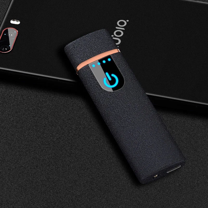 Matte Black Сенсорный индукционный переключатель зажигания USB Зажигалка Ветрозащитная беспламенная перезаряжаемая электронная двухсторонняя Зажигалка плазменная - Цвет: Matte Black