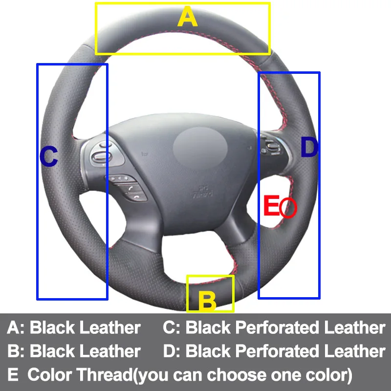 HuiER Hand Sewing Car Steering Wheel Cover Black Leather For Infiniti JX35 M35 M25 M56 Q70 QX60 Nissan Murano Pathfinder | Автомобили и