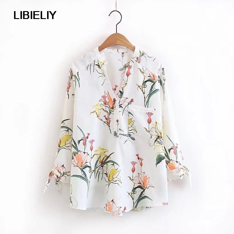 Блузка женская с длинным рукавом и бантом винтажная | Женская одежда