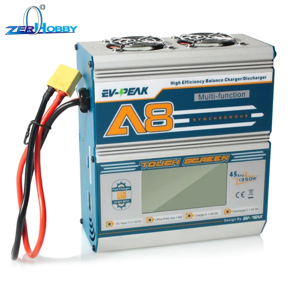 EV-PEAK A8 1350 ватт 45А Высокая емкость перезаряжаемый 1-8 ячеек батарейный блок DC баланс зарядное устройство с сенсорным экраном