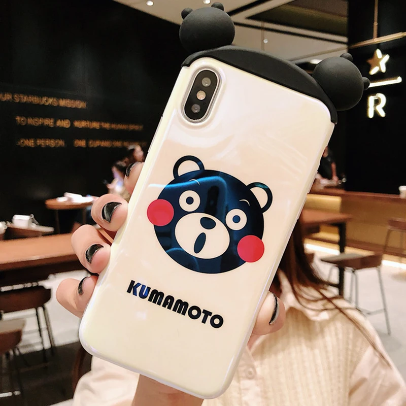 Чехол с 3D синим светом для iphone 11 X XR XS Pro Max Cartoon bear, чехлы для телефонов iphone 8 7 6 6S Plus, чехол Розовая пантера