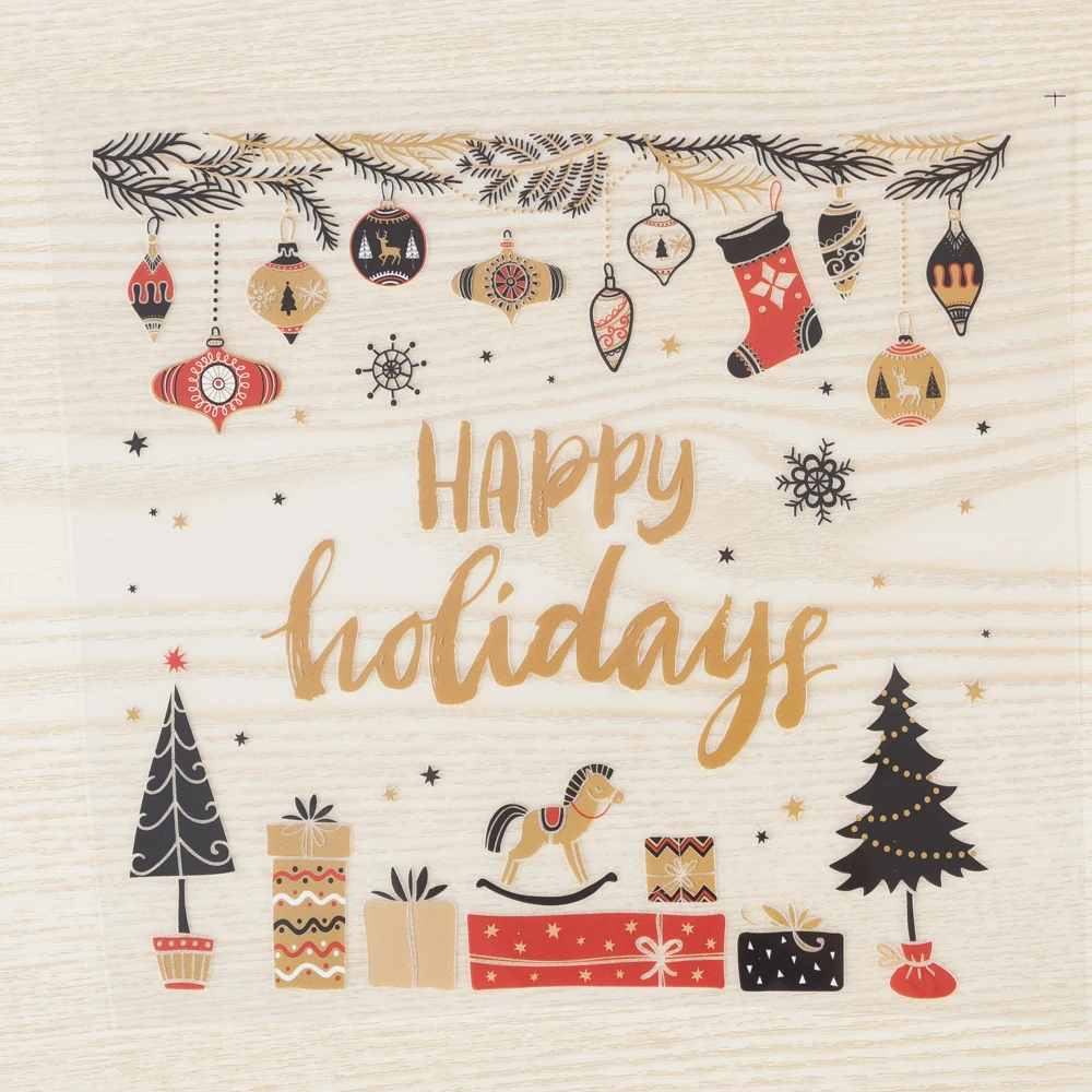 FGHGF Happy Holidays Heat Press Stickers Patch for Clothing DIY Ironing Transfers Accessory Appliques Festival Patches Badges | Дом и сад
