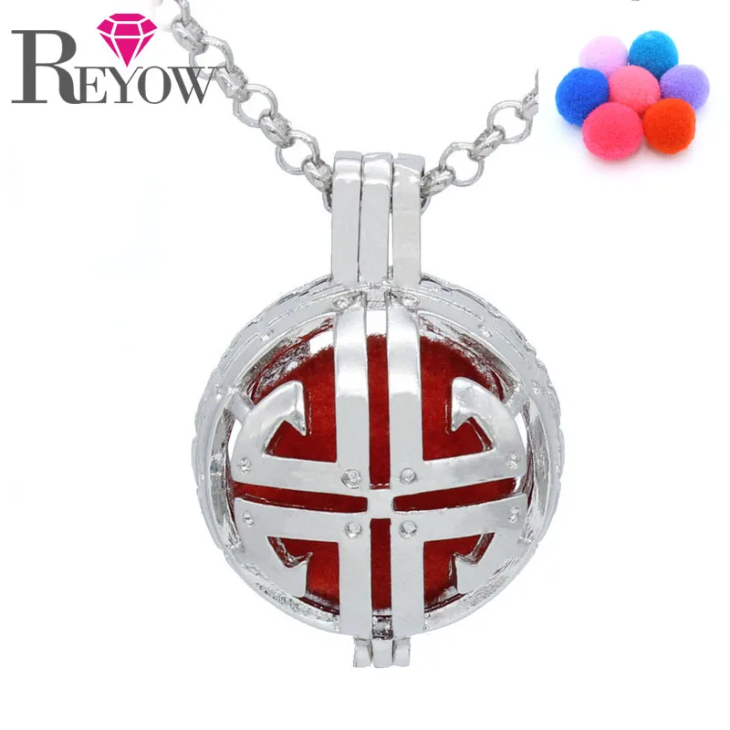 Aromatherapy Essential Oil Diffuser Dull Silver Hollow Cross Locket Cage Openable Pendant Necklace Jewelry With 7 Colors Pompons | Украшения