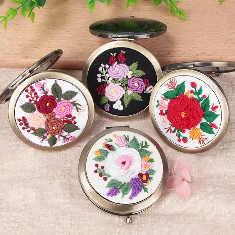 Цветочные зеркальные наборы для вышивки сделай сам складное зеркало макияжа