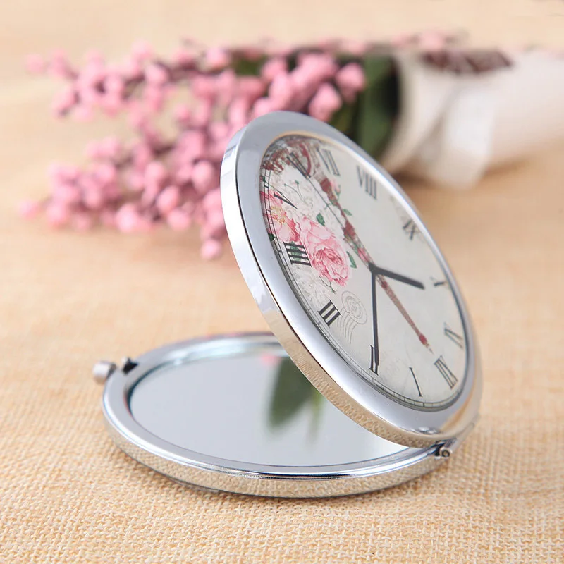 Модные складные зеркала для макияжа с изображением часов переносные путешествий