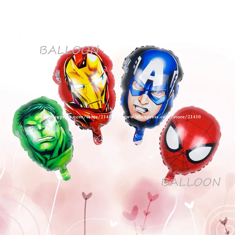 4 шт./лот Мстители воздушный шарик из фольги в форме super hero baby игрушки Халк Капитан Американский Супермен Бэтмен, Железный человек Человек-паук воздушный шар с гелием