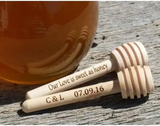 

50pcs/lot 8cm or 10cm Customize Engraved Wooden MINI Honey Dipper Wedding Favor Gifts Personalized Birthday Wood Honey Stirrer