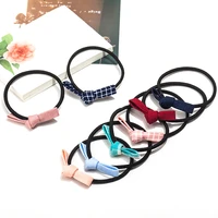many colors plaid cotton cloth small bow knot fashion elastic hair bands ponytail holder headwear for kid women hair accessories