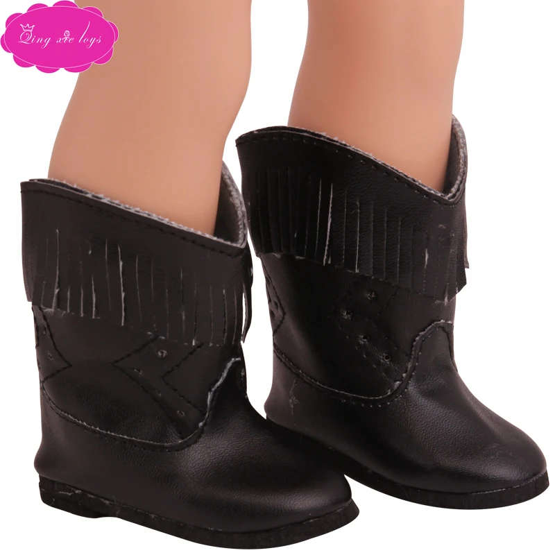 

18 inch Girls doll shoes American black winter boots Baby toys fit 43 cm baby dolls gift for a child s240