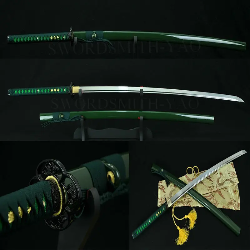 Японский Samurai Saya Hanbon Forge высокое качество 1060 острое лезвие зеленый густой твердый