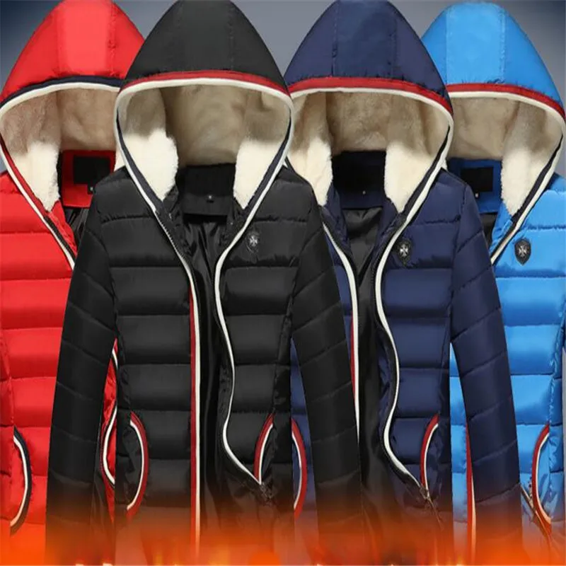 

Hooded Winter Jacket 2017 New Men Short section Winter Jackets Male Teens Coat Student Jacket Blouson Hiver Homme 3XL Red Jacket